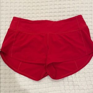 Lululemon• Red 2.5 inch speed up low rise shorts